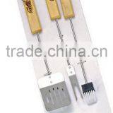 3pc BBQ Tools Set With Wooden/Rubber Wood Handle thumbnail-1