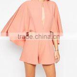 2015 China Factory OEM ODM Fashionable Customized Occasion Romper With Cape and Keyhole thumbnail-3