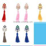 Bohemian Jewelry Rhinestone Gems With Alloy Plated Tassel Dangle Earrings thumbnail-1