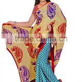 Flower Printed Designer Saree Full Border Design Print thumbnail-2
