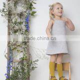 2017 High Quality Stripe Wholesale Baby Clothes Dress Cheap Gray Kids Summer Dress for New Model Girl Linen Dress thumbnail-4