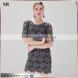 Black Crochet Dress Flower Pattern Cut-out Metallic Effect Dress for Adult SR-D9784 thumbnail-3