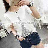 Short Sleeve T-shirt Girl 2017 Summer New Women's Clothing Collar Loose Half Sleeve thumbnail-2