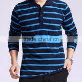 OEM Custom 100% Cotton Long Sleeve Mens Striped Polo Shirts thumbnail-1