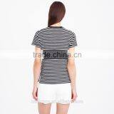 Fashion Rolled Sleeve Stripe Print Women t Shirt Wholesale Factory thumbnail-4