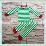 Girls Fall Boutique Clothing Green and White Strips Outfits Night Wear Christmas Pajamas Winter Clothes thumbnail-1