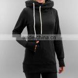 Customized Ladies Urban Classic Black Cotton Elongated Hoodie thumbnail-1