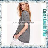 Hot Grey Stretch Soft Fabric Loose Fitness Womens Big Wide Neck Short Sleeve T-Shirts thumbnail-2