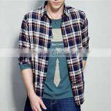 Slim Fit 100%Combed Cotton 2015 Elegant Designer Plaids/Checks Leisure High Quality Men Shirt With Long Sleeve thumbnail-1