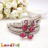 8.5cm Bronze Embossed Pattern Crystal Bead Lotus Metal Purse Clutch Frame thumbnail-3