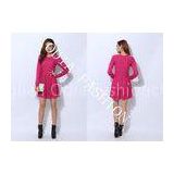 Red Narrow Waist Ladies Sweater Dresses in Crew Neck with Loose Bottom Hip for Spring