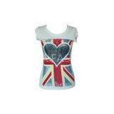 Cap sleeve sequin tee shirts for women ,  white sequin heart t shirt