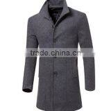 Fashion Brand Winter Mens Wool Jacket Single Breasted Slim Fit Solid Men's Wool Coat Men Long Overcoat thumbnail-3