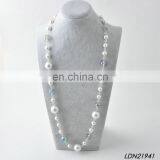 Long Fashion Freshwater Pearl Beaded Necklace Rainbow Glass Beads Necklaces Jewelry thumbnail-1