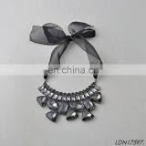 Lt Grey Large Crystal Ribbon Necklace thumbnail-2