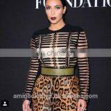 Amigo 2017 New Design Black Long Sleeve O Neck Sexy Mesh See Through Beaded Crop Top for Big Boobs Women thumbnail-2