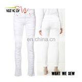 White Tencel Cotton Blended Tear Effect Tight Jeans thumbnail-1