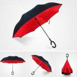 Full-Color Print Two Canopy Car Inverted Reversible Umbrella Upside Down Self-Standing