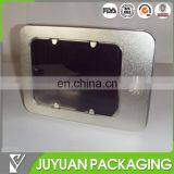 Post Card Storage Flat Rectangular Tin Metal Can Packaging With Clear Top