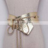 TWOTWINSTYLE PU Leather Wide Belt For Women Snakeskin Tassel Lace Up Spring Cummerbund Fashion New thumbnail-3