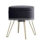 Reatai Customized Round Metal Leg Storage Ottoman Stool Modern Style Velvet Ottoman Stool thumbnail-7