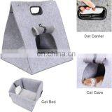 Felt Cat House Portable Foldable Cat Carrier Bag With Side Zipper Flap thumbnail-6