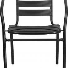 Black Garden Patio Outdoor Metal Stackable Chair