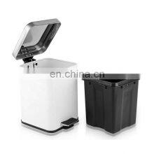 Популярный большой мусорный контейнер для переработки с большим объемом, контейнер для отходов из нержавеющей стали, двойной мусорный бак с педалью thumbnail-5
