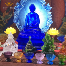 Large Custom Engineering Crystal Glass Consecrate Buddhism Temple Decor Gilding Buddha Statue Sculpture thumbnail-4