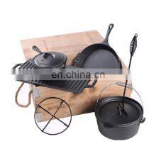 Picnic Cookware Set Cast Iron 7 Piece Set Outdoor Bbq Grill Camping Stove thumbnail-5