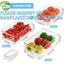 Hot Selling Transparent Plastic Pet Kitchen Stackable Storage Box Bins Container Set Refrigerator Drawer Fridge Organizer thumbnail-3