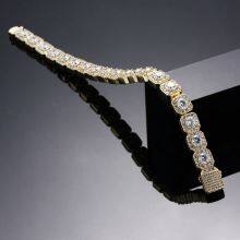Iced Clustered Tennis Bracelet in Yellow/White Gold(10mm) With Spring Clasp Hip Hop Fashion Jewelry thumbnail-3