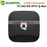 Android tv box Q BOX with one year IPTV Subscription Italy Germany English Albania IP TV Channels IUDTV apk account for Android