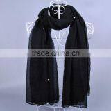 Wholesale Women Fashion Solid Color Cotton Pearl Scarf With Jewelry thumbnail-4