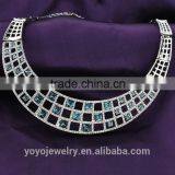 New Model Choker Gold Crystal Latest Design Saudi Gold Jewelry Necklace thumbnail-3