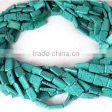 Beautiful 5 Strands Stabilized Green Turquoise Approx-7x9mm-10x13mm Uneven Rectangle Shape Synthetic Turquoise Flat Bead thumbnail-1