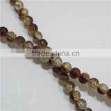 6mm round double color crackle glass bead RGB014
