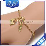 Fashion Girl's Bracelet 18K Gold Plated Multi Leaves Bracelet Factory Supply