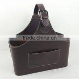 PORTABLE BASKET, PICNIC CADDY, LEATHER PORTABLE BAKSET thumbnail-1