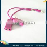 RED color 3.5mm Stereo Dual Headphone Adapter / Splitter Cable 1 Female / 2 Male