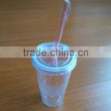water Bottle with single wall 20oz with straw