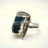Neon Apatite Raw Natural Gemstones Ring, Rough Gemstone Adjustable Rings, 925 Solid Sterling Silver Jewelry thumbnail-3