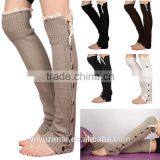 2015 Christmas Straight Thick Leg Warmers With Button Lace Knitting Boot Cuffs