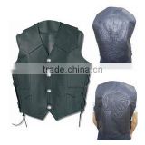 Fashion ladies biker leather vest/new design ladies black biker leather waistcoat
