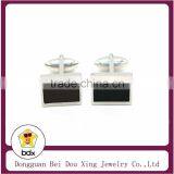 2015 New Design Chisel Stainless Steel With Black Genuine Leather Inset Cuff Links thumbnail-1