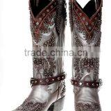 Double D Ranch Lane Brave Eagle Pewter Studded Cowgirl Western Style Boots