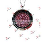 Alloy 30mm Rhinestone Round Plates Lockets Necklace Christmas Gifts thumbnail-2