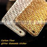 New arrival for iphone 6 carbon fiber textured glitter sticker bling bling sparkling sticker decal skin, China supplier