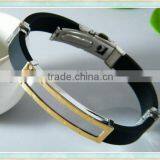 Mens Titanium Stainless Steel Silicone Bracelet thumbnail-1