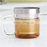 Heat Resistant High Borosilicate Glass Brewing Tea Cup, Tea Infuser Mug With Infuser Strainer and Stainless Steel Lid,Easy to cl thumbnail-2